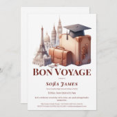 Travel Theme Graduation Party Invitation (Devant / Derrière)