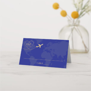 Travel Theme Weddenschap Logo blauwe kaart