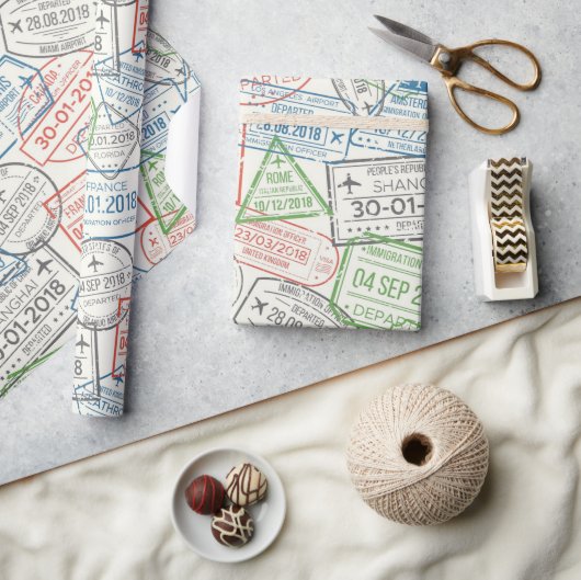 Travel Visa Stamp Cadeaupapier (Crafts)