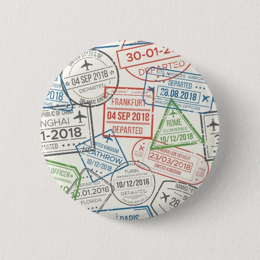 Travel Visa Stamp Ronde Button 5,7 Cm (Voorkant)
