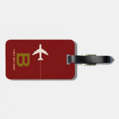 Travel Vliegtuig aangepaste naam & initiaal donker Bagagelabel (Achterkant horizontaal)