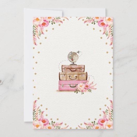 Travel Vrijgezellenfeest Miss naar Mrs Boho Blush Kaart (Achterkant)