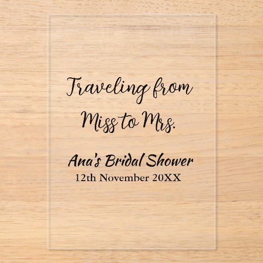 Travel vrijgezellenfeest voeg naam datum miss toe  acryl uitnodigingen (Voorkant)