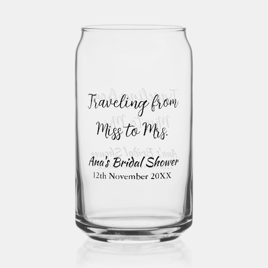 Travel vrijgezellenfeest voeg naam datum miss toe  blikvorm glas (Voorkant)