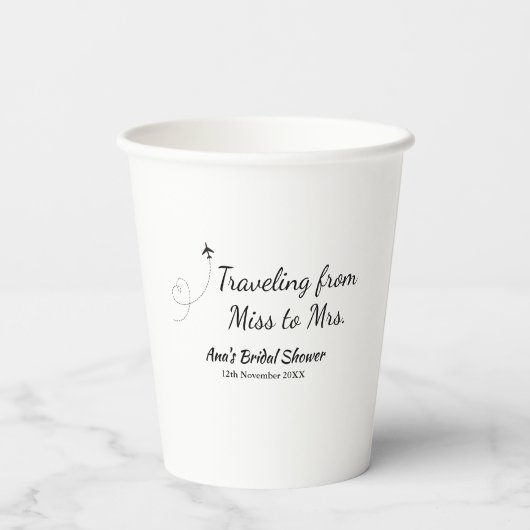 Travel vrijgezellenfeest voeg naam datum miss toe  papieren bekers (Achterkant)