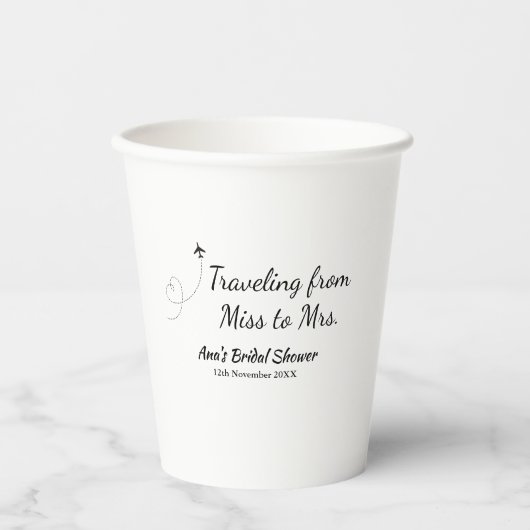 Travel vrijgezellenfeest voeg naam datum miss toe  papieren bekers (Voorkant)