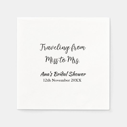 Travel vrijgezellenfeest voeg naam datum miss toe servet (Voorkant)