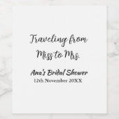 Travel vrijgezellenfeest voeg naam datum miss toe  wijn etiket (Enkel label)