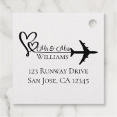 Travel Wedding Vliegtuig & Harten Moderne Luchtvaa Bedankjes Labels (Achterkant)