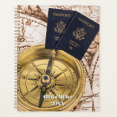 Travel World Map Passport Compass Stylish  Planner (Voorkant)