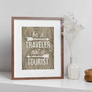 Traveler zijn geen toeristische typografie-kunst poster