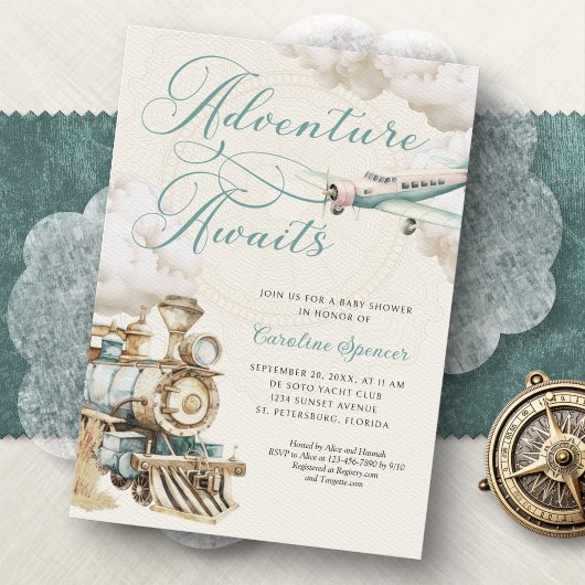 Traveling Adventure Baby Shower Invitation Kaart
