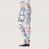 Traveling Voman Visa Stamps Pattern Leggings (Links)