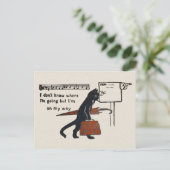 Traveling zwart katje  Briefkaart (Staand voorkant)