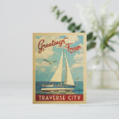 Traverse City Briefkaart Sailboot Michigan (Staand voorkant)