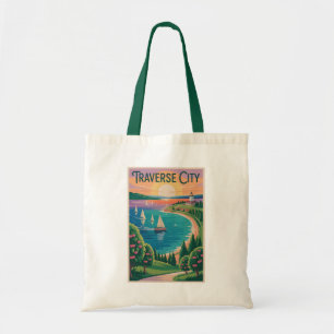 Traverse City Lake Michigan Illustratie Reizen Tote Bag