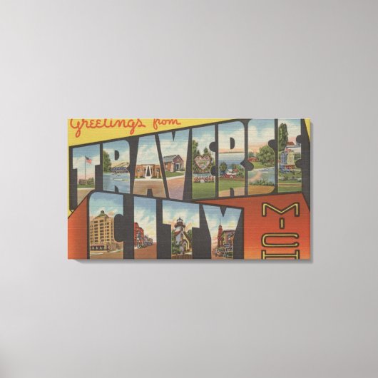 Traverse City, Michigan - Grote Letter-scènes Canvas Afdruk (Voorkant)