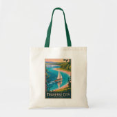 Traverse City Michigan Illustratie Reiskunst Tote Bag (Voorkant)