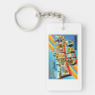 Traverse City Michigan MI Vintage Travel Souvenir Sleutelhanger