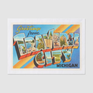Traverse City Michigan MI Vintage Travel Souvenir Tissuepapier