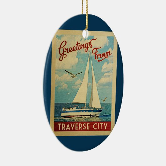 Traverse City Ornament Sailboot Retro Michigan (Rechts)