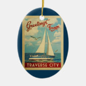 Traverse City Ornament Sailboot Retro Michigan (Voorkant)