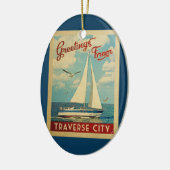 Traverse City Ornement Voilier Retro Michigan (Gauche)