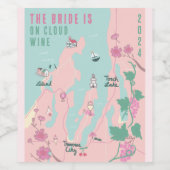 Traverse stad op Cloud Wine Bachelorette Wijn Etiket (Enkel label)