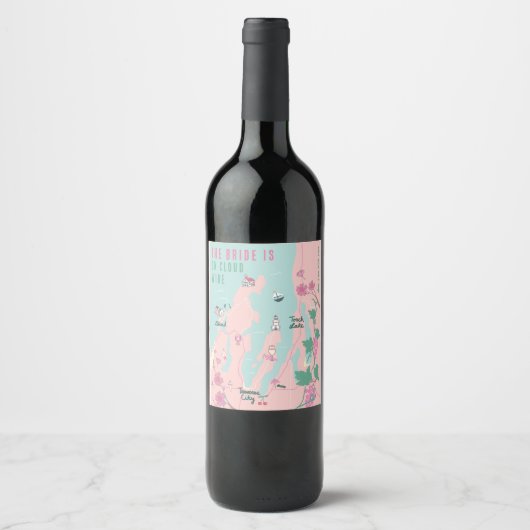 Traverse stad op Cloud Wine Bachelorette Wijn Etiket (Voorkant)