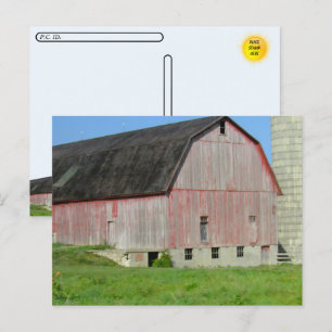 Traversée - Vielle grange rouge et carte postale S