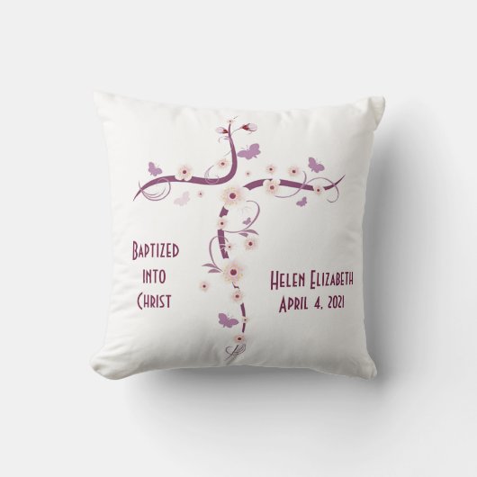 Traverser avec Coussin BaptIsmal Keepsaké à la flû (Recto)