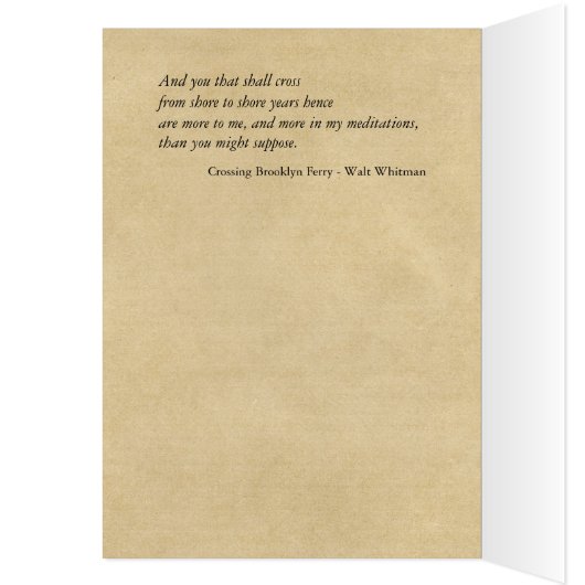 "Traverser Brooklyn Ferry" Walt Whitman NYC Poème (Intérieur (Gauche))