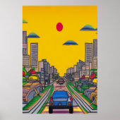 traverser la ville en voiture | AI Art Poster (Devant)