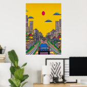 traverser la ville en voiture | AI Art Poster (Bureau à domicile)