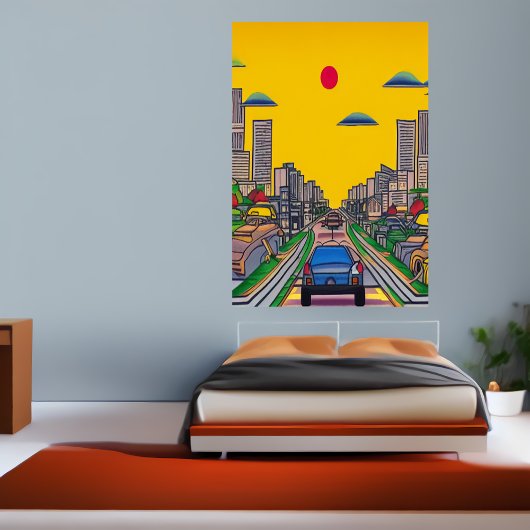 traverser la ville en voiture | AI Art Poster