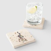 * Travertine Stone Drink Onderzetter (4 stenen keu (Zijkant)