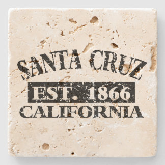 Travertine Stone-Onderzetter met Santa Cruz-opdruk Stenen Onderzetter
