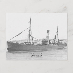 Trawler met sleepnetten - Gamecock briefkaart