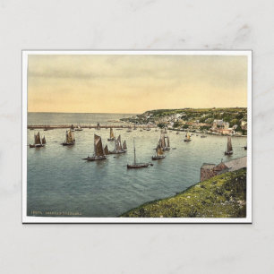 Trawlers die de haven verlaten, Brixham, Engeland, Briefkaart