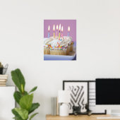 Tray van verjaardagskopjes met kaarsen poster (Thuiskantoor)