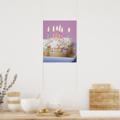 Tray van verjaardagskopjes met kaarsen poster (Keuken)
