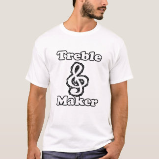 trble maker clek white blk contour muziek humor t-shirt