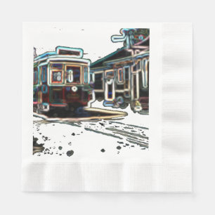 TRC Neon tram bij stn Luncheon Paper Napkin Servet
