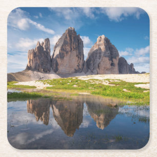 Tre Cime di Lavaredo/Drei Zinnen Dolomiet berg Vierkante Kartonnen Onderzetter