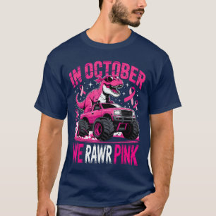 Tre Dino in oktober dragen we roze borstkanker bew T-shirt
