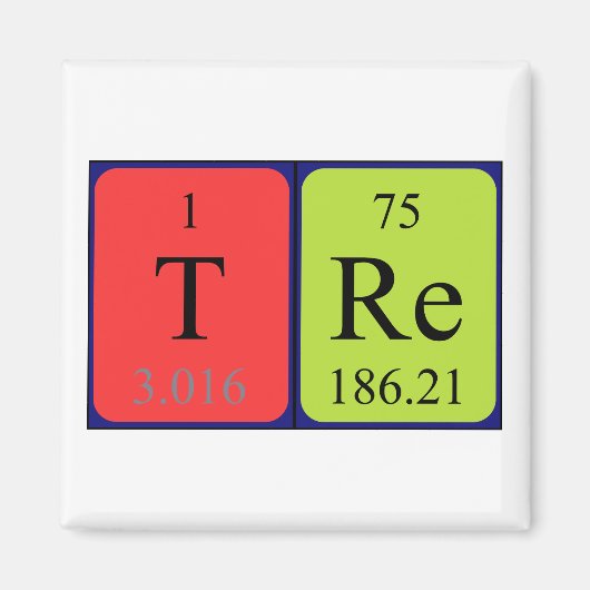 Tre periodieke table name magnet magneet (Voorkant)
