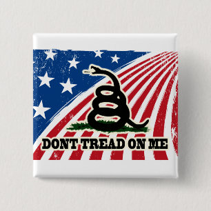 Tread niet op mij, Gadsden vlag, rood wit blauw Vierkante Button 5,1 Cm