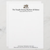 Treadle Sewing Machine & Kittens Gepersonaliseerd Briefhoofd (Voorkant / Achterkant)