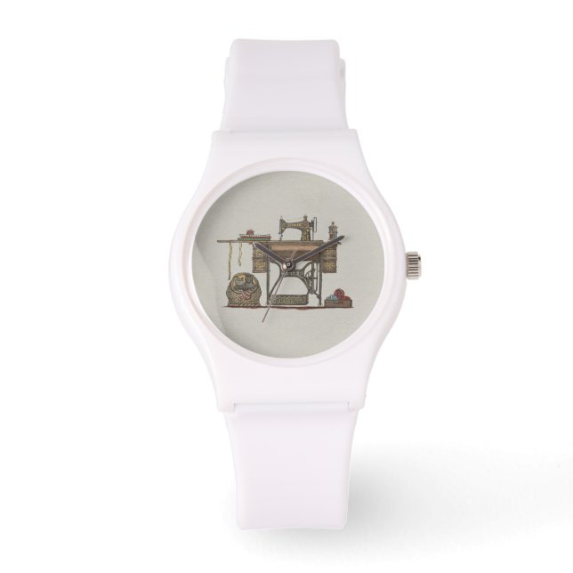Treadle Sewing Machine & Kittens Horloge (Voorkant)