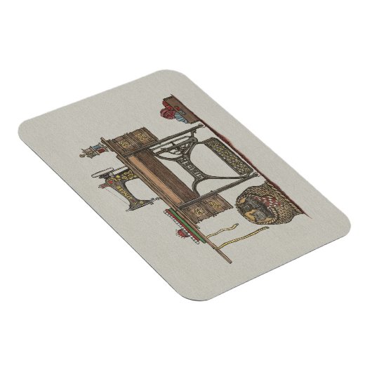 Treadle Sewing Machine & Kittens Magneet (Rechterzijde)
